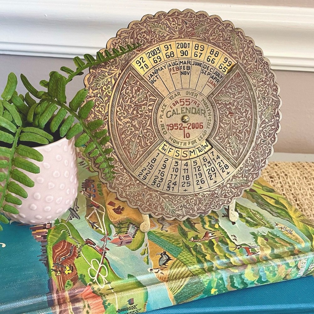 Vintage Brass 55 Year Calendar Wheel